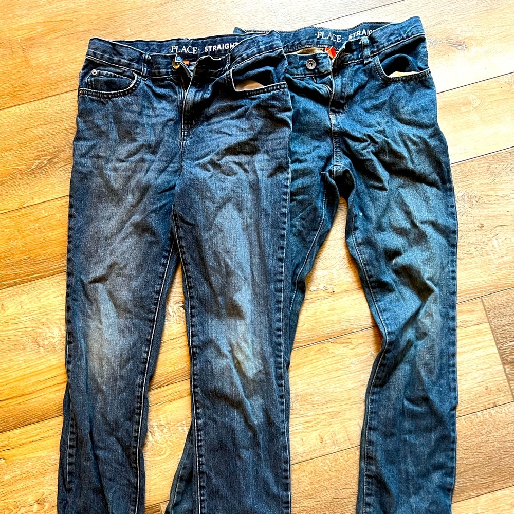2 Pair Children’s Place Denim Jeans Boys Size 12 Straight Leg